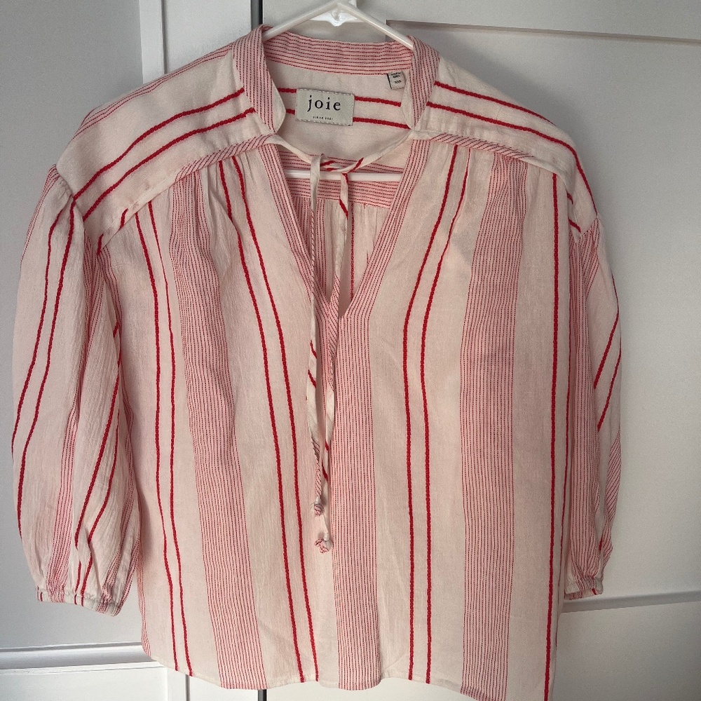 Joie Red and White Blouse